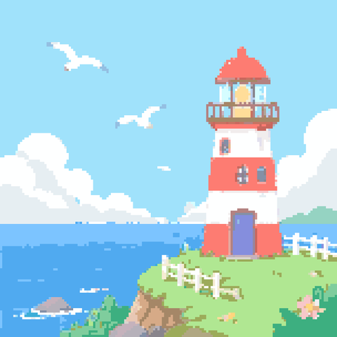 创意拼豆-风景拼豆：海边灯塔